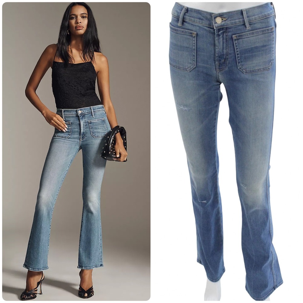 Mother The Patch Slacker Jeans Afternoon Delight Blue Flare Denim Size 25